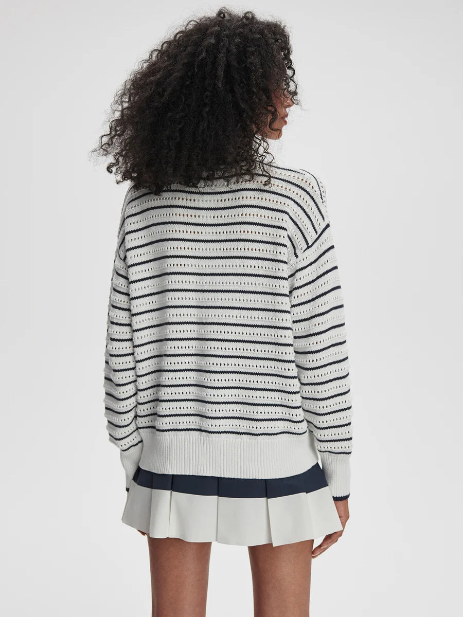 Antonia Relaxed Cardigan - White/Blue Nights