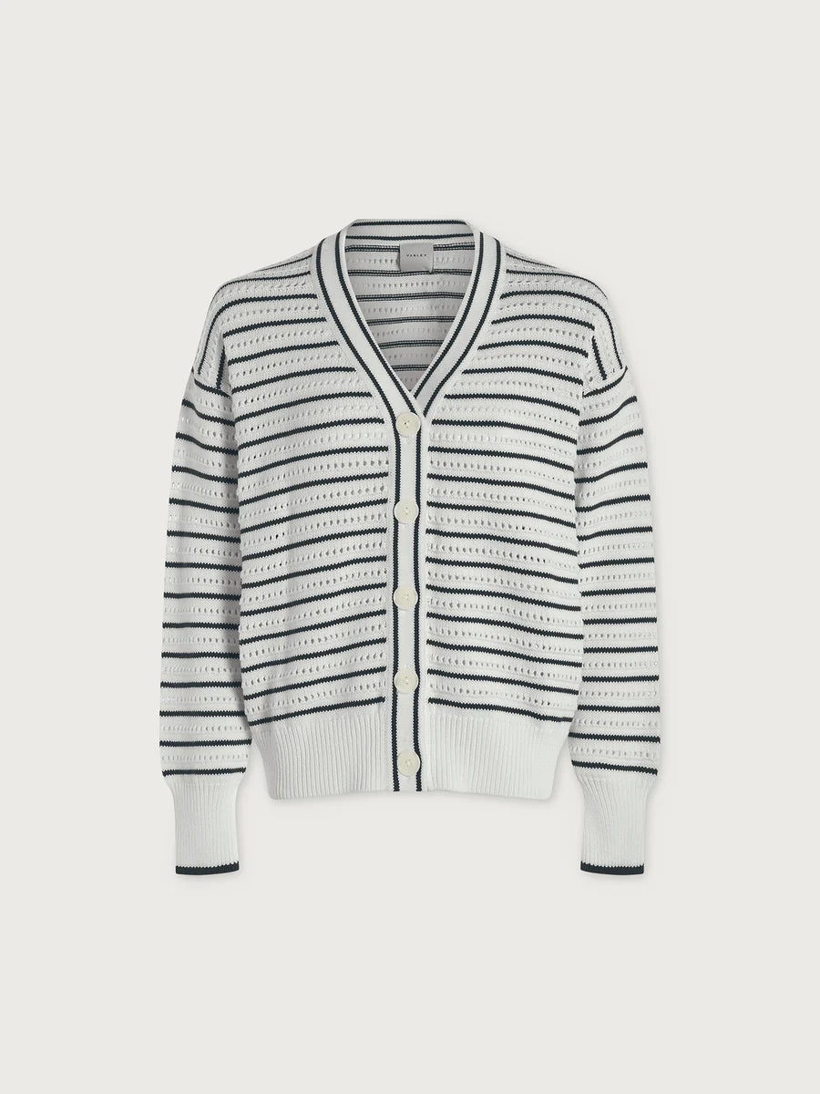 Antonia Relaxed Cardigan - White/Blue Nights