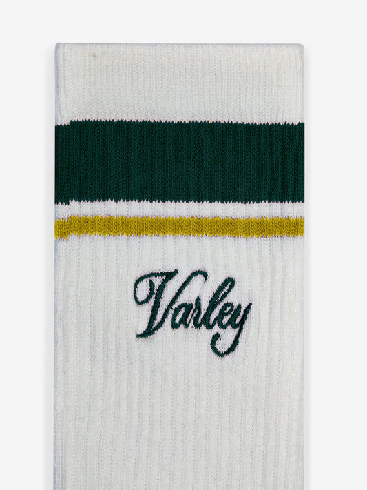 Lamar Club Stripe Sock - White/Forest/Ochre