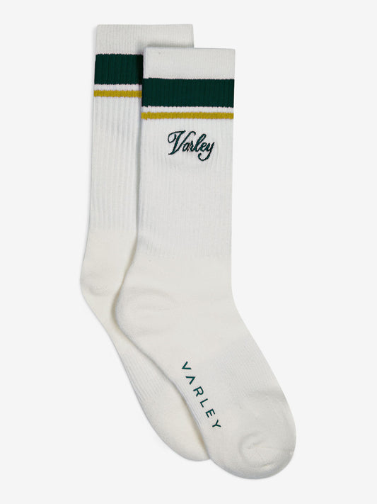 Lamar Club Stripe Sock - White/Forest/Ochre