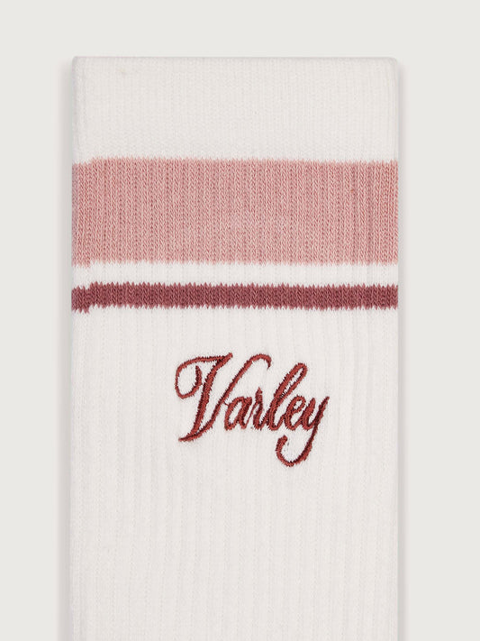 Lamar Club Stripe Sock - Egret/Pale Mauve/Dusty Rose