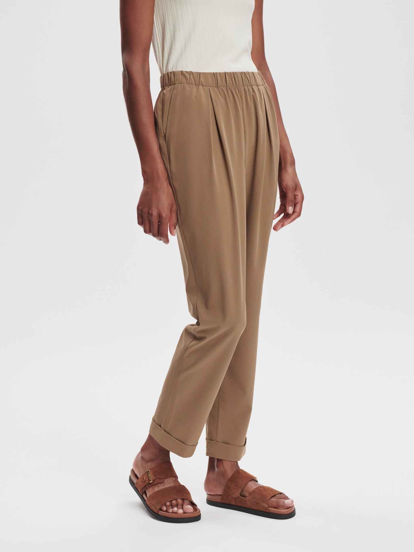 Alana Slim Tapered Cuff Pant 29" - Taupe Stone