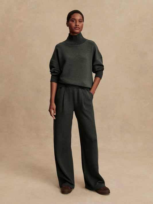 The Extra Wide Leg Pant 29.5 - Olive Marl