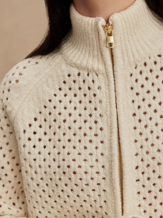 Mandy Boucle Knit Jacket - Coconut Milk