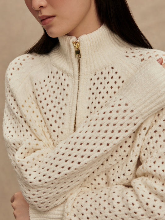 Mandy Boucle Knit Jacket - Coconut Milk
