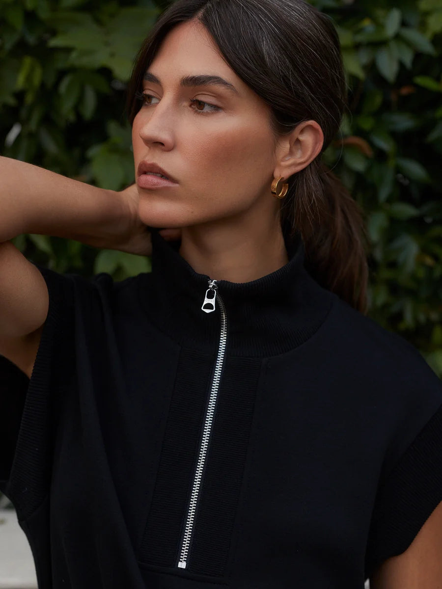 Avaya Half Zip Dress - Black