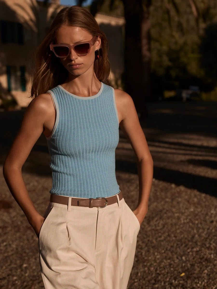 Hanson Rib Knit Tank - Blue Mist