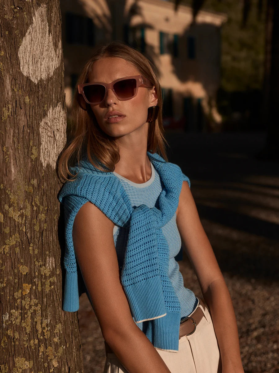 Hanson Rib Knit Tank - Blue Mist
