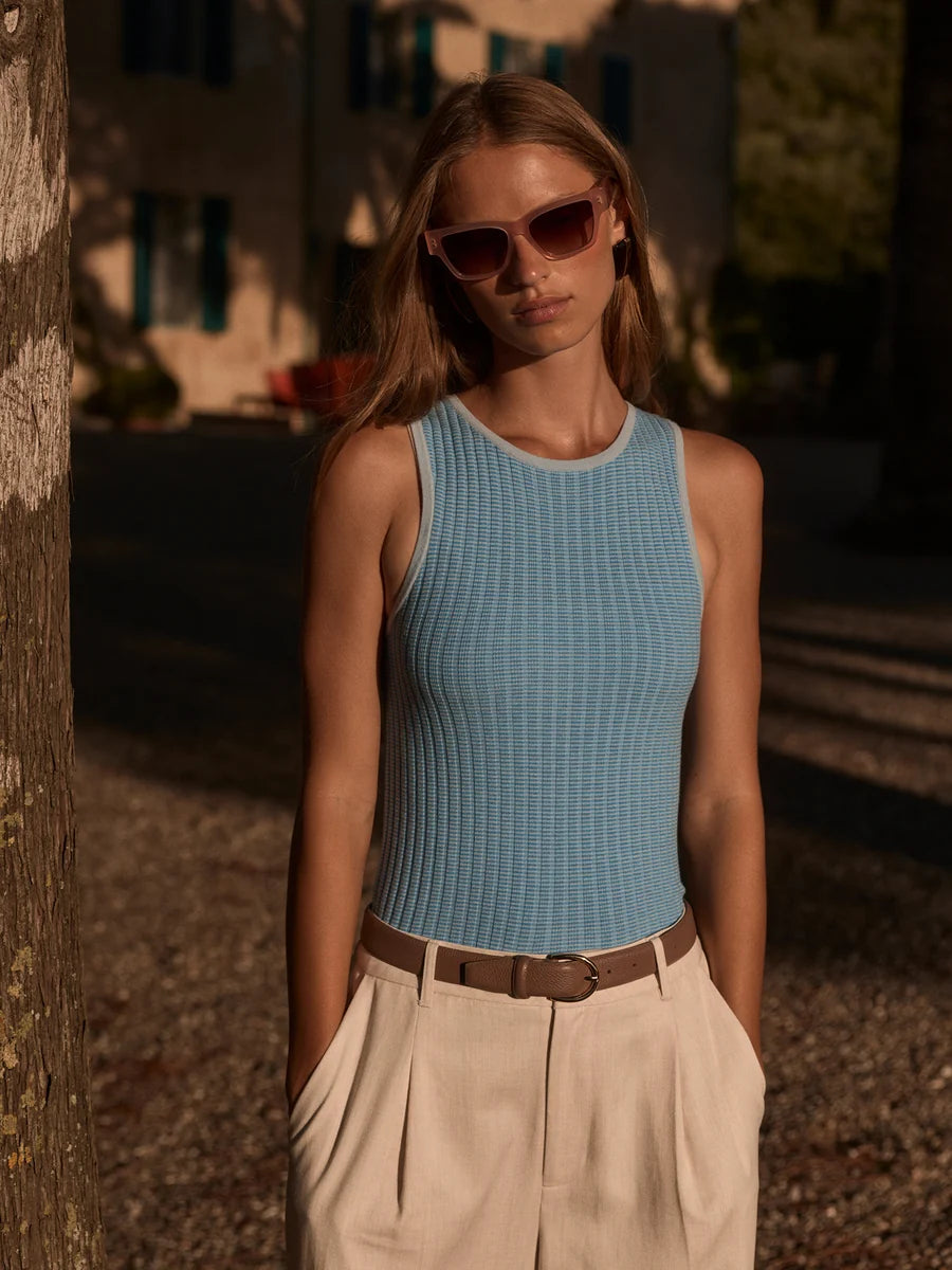 Hanson Rib Knit Tank - Blue Mist