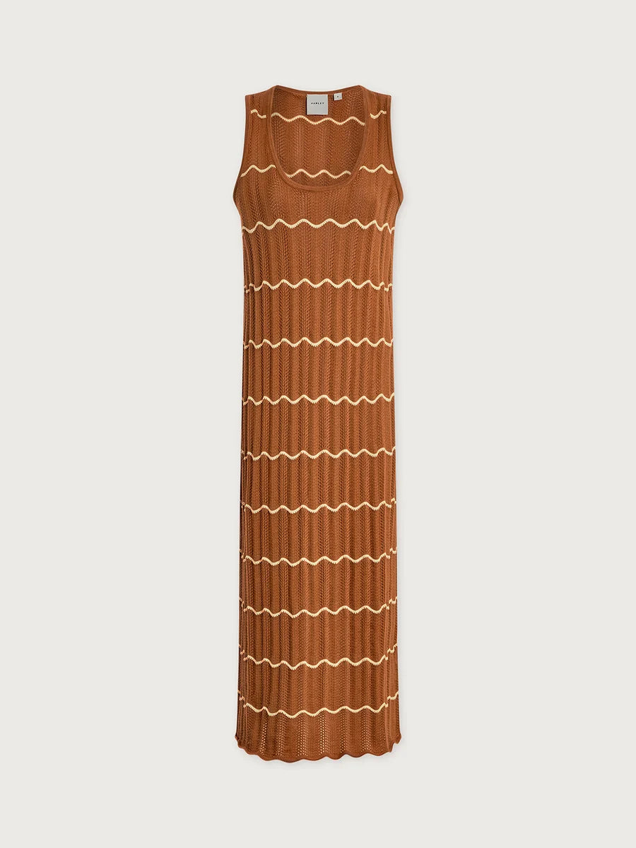 Yuna Scallop Knit Dress - Caramel Clay/Anise Flower