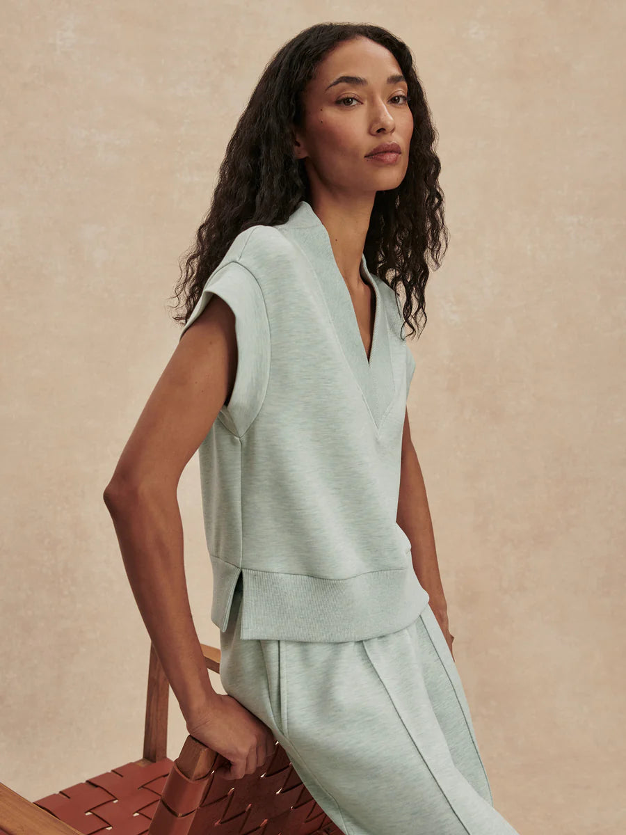 Gracee V Neck Tank - Mint Green Marl