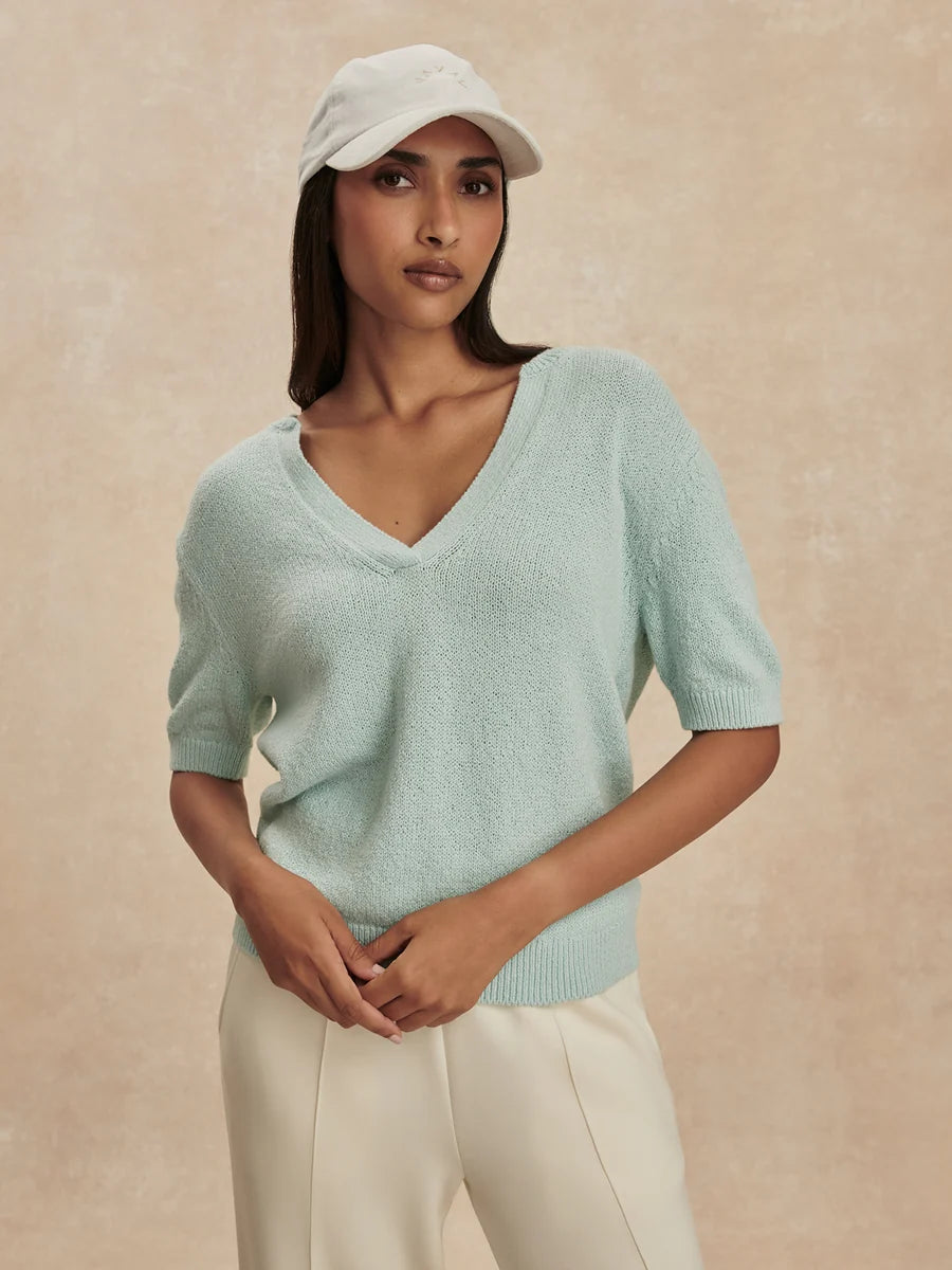 Palmer Knit Top - Chalk Blue