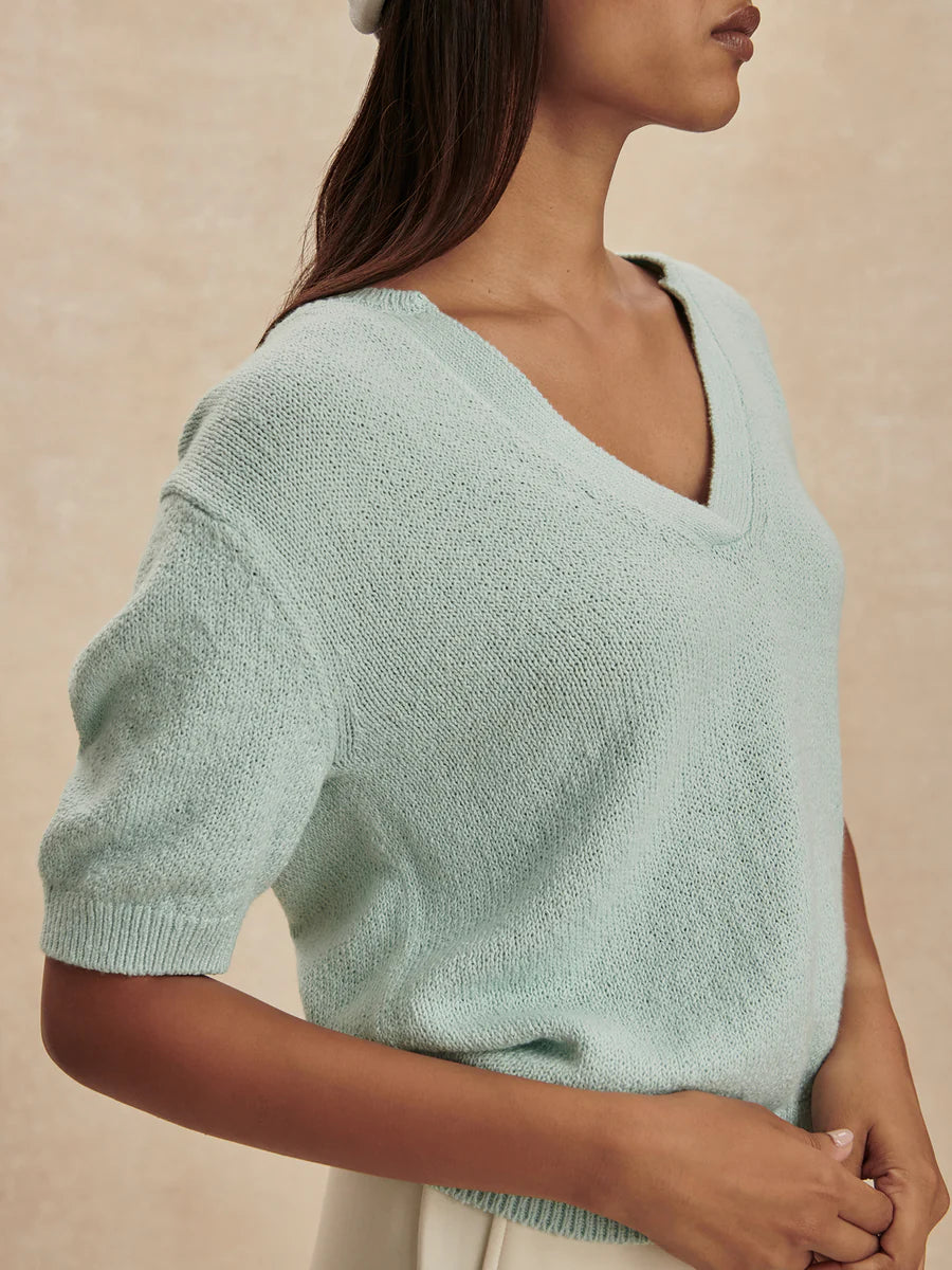 Palmer Knit Top - Chalk Blue