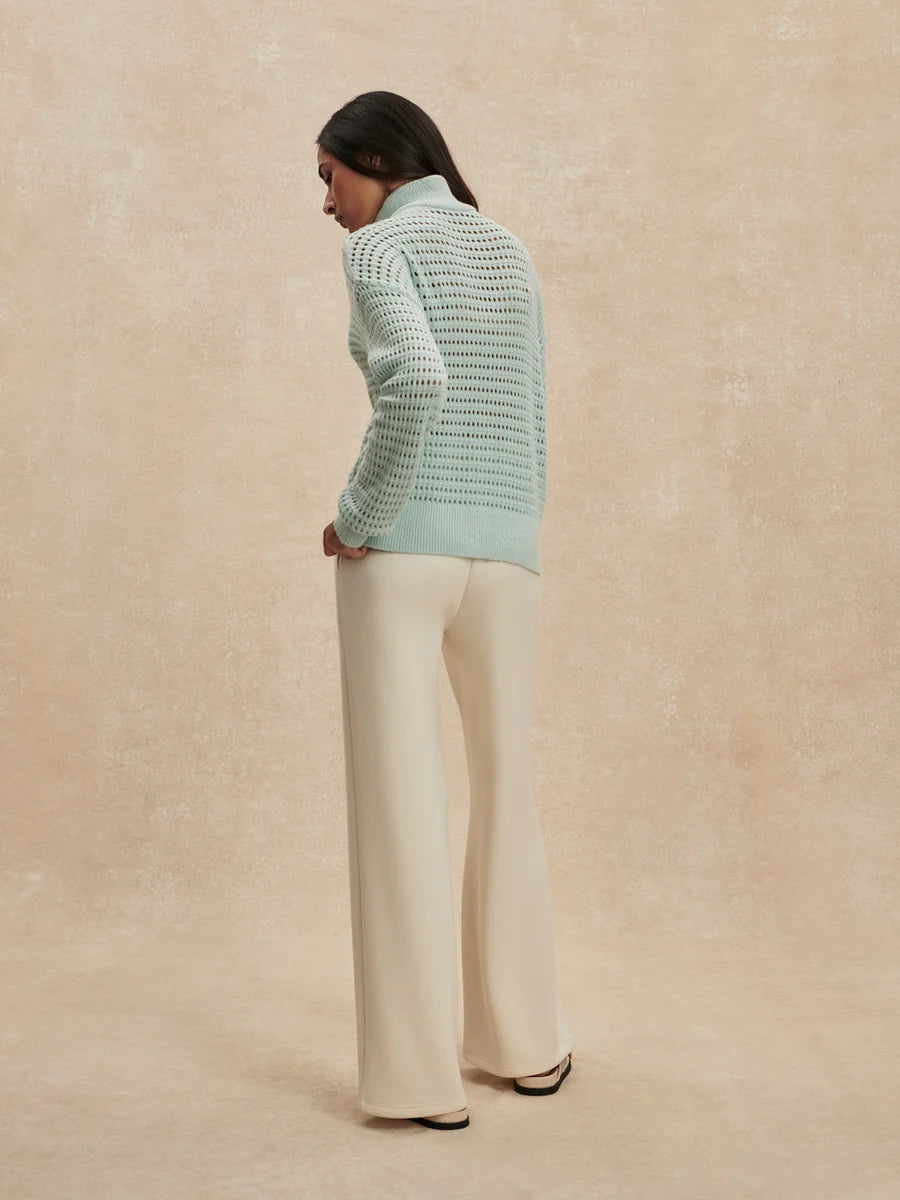 Emeri Half Zip Knit Sweater -  Chalk Blue