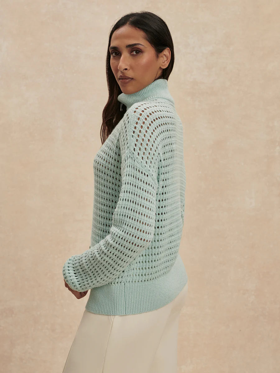 Emeri Half Zip Knit Sweater -  Chalk Blue