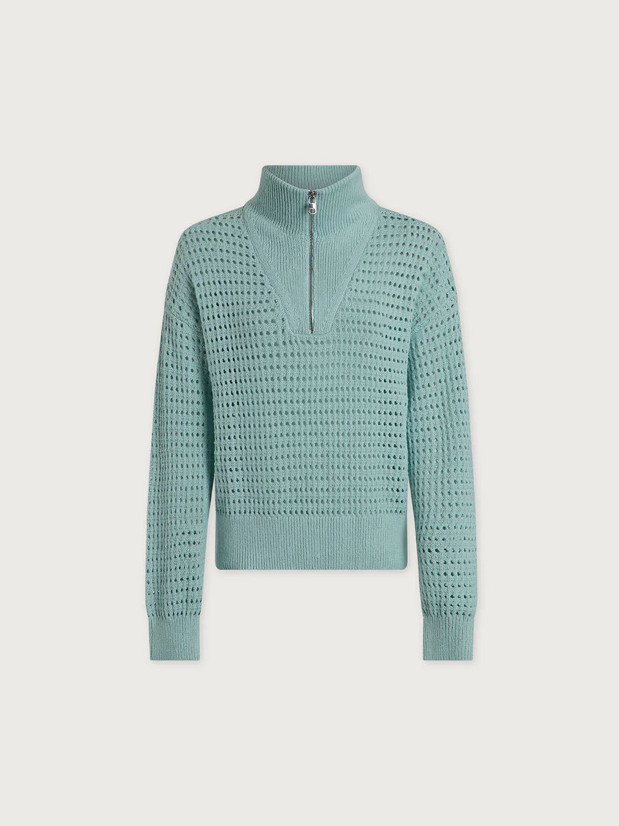 Emeri Half Zip Knit Sweater -  Chalk Blue