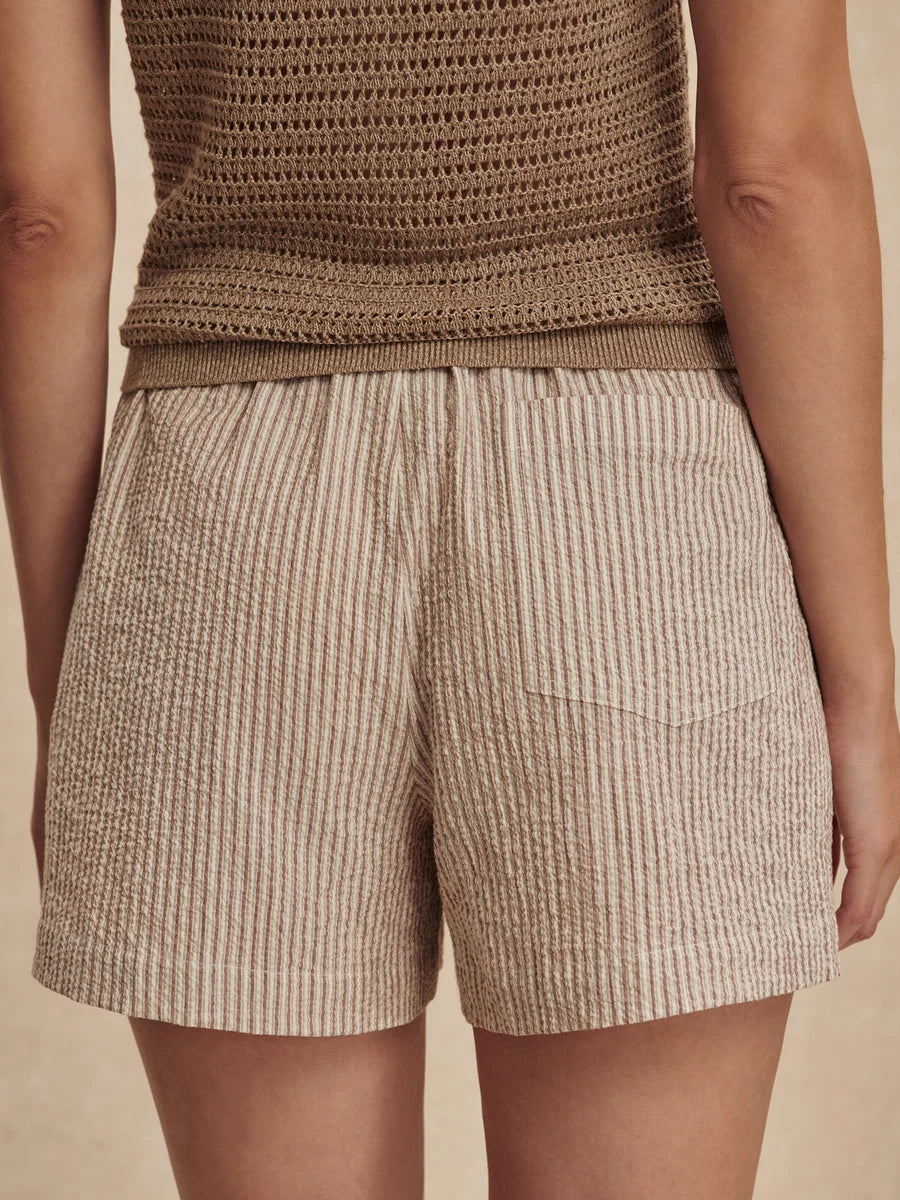 Darina Shorts 4" - Birch Taupe Stripe