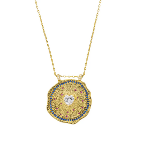 White Heart Medallion Gold Plated