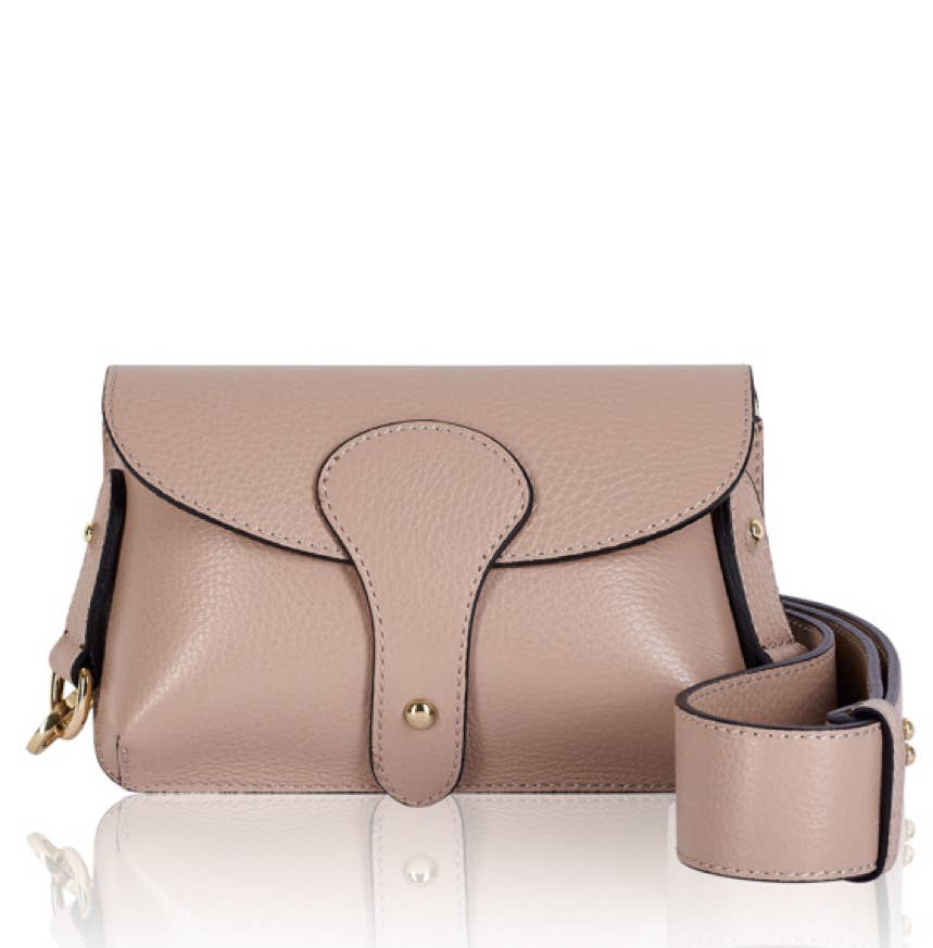 Italian Leather Saddle Bag -Medium: Black