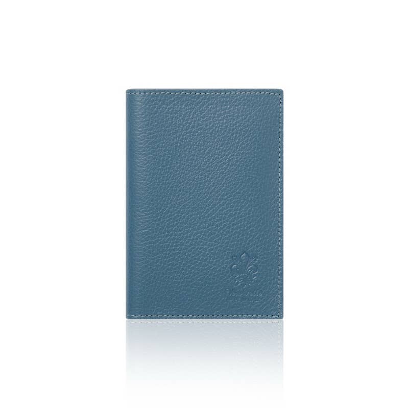 Italian Leather Passport Holder & Card Holder - Denim Blue