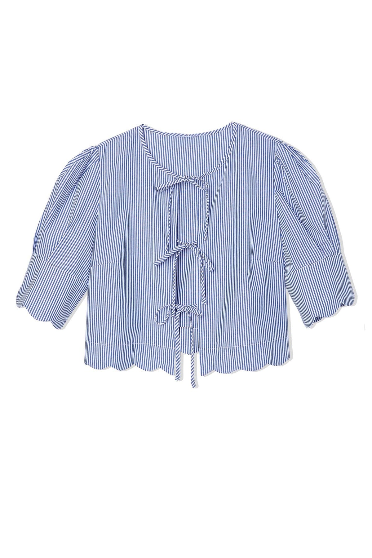 Scalloped Top - Blue Stripe
