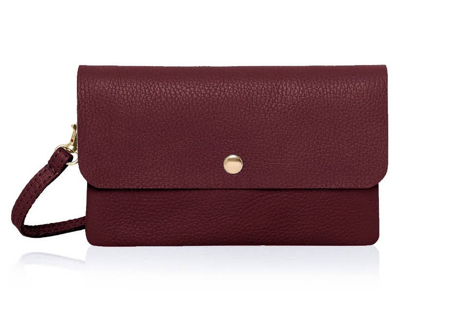 Italian Leather Small Messenger Crossbody Bag - Black