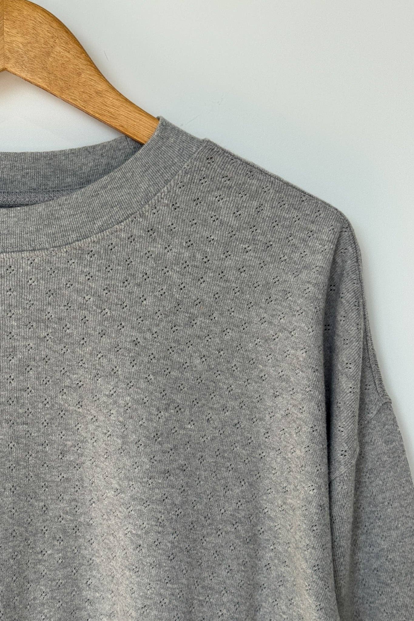 Pointelle Core Sweatshirt - Melange Grey