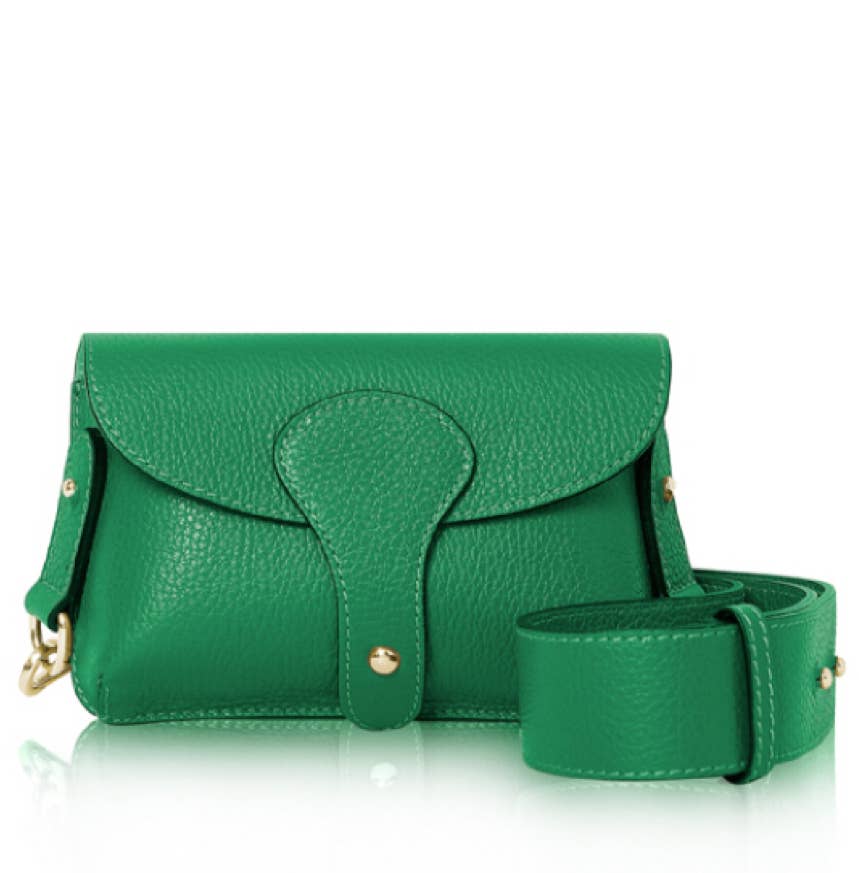 Italian Leather Saddle Bag -Medium: Black