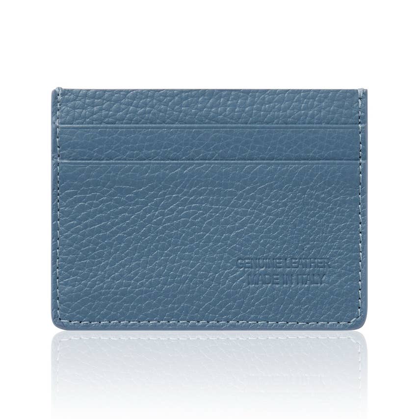 Leather Card Sleeve - Denim Blue