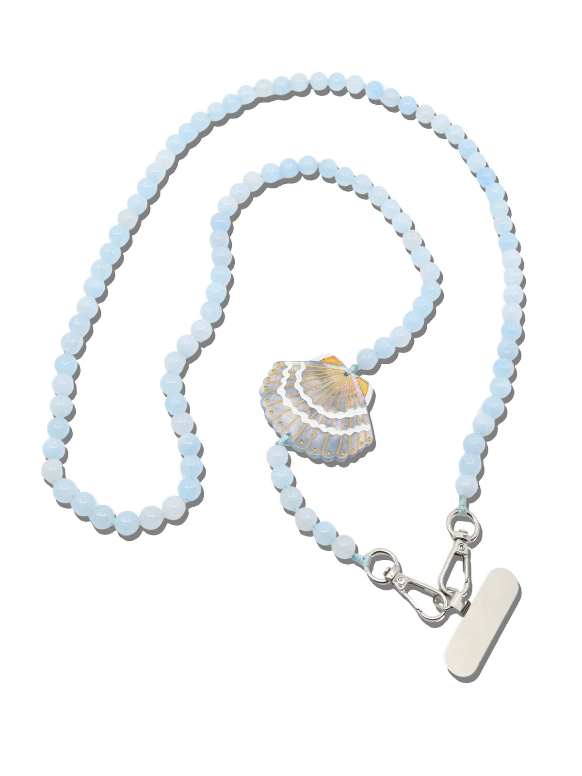 Hand-painted Seashell Crossbody Phone Chain: Blue