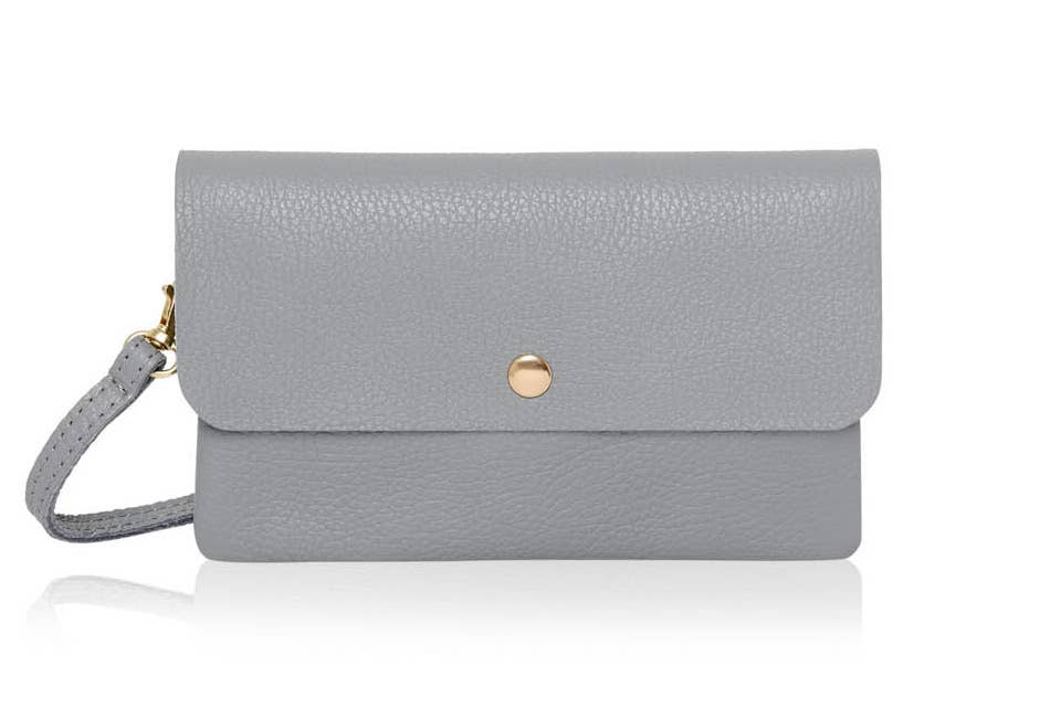 Italian Leather Small Messenger Crossbody Bag - Black