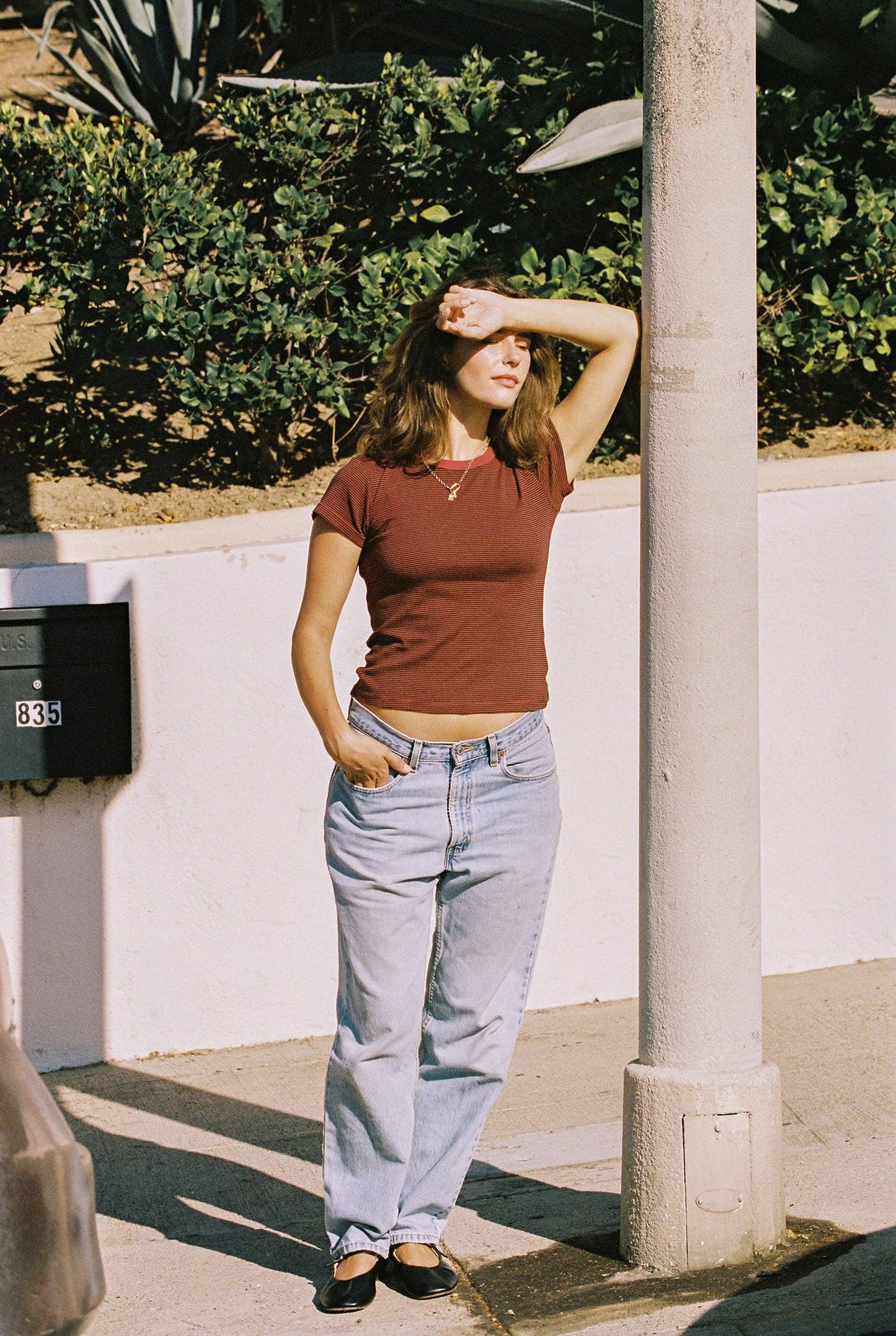 Striped Ringer Tee - Brick Stripe