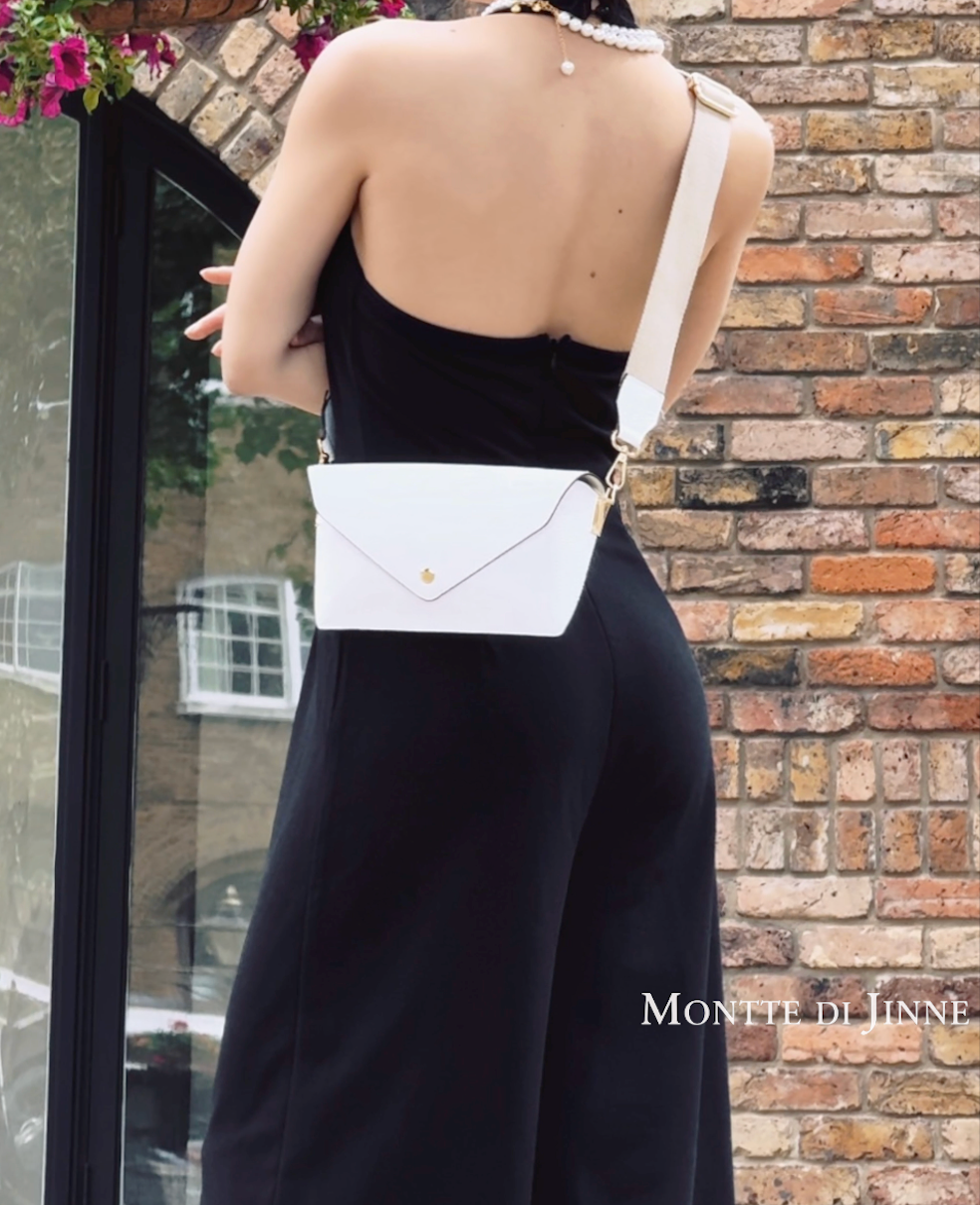 Italian Leather Crossbody Bag with Canvas Strap: Denim Blue