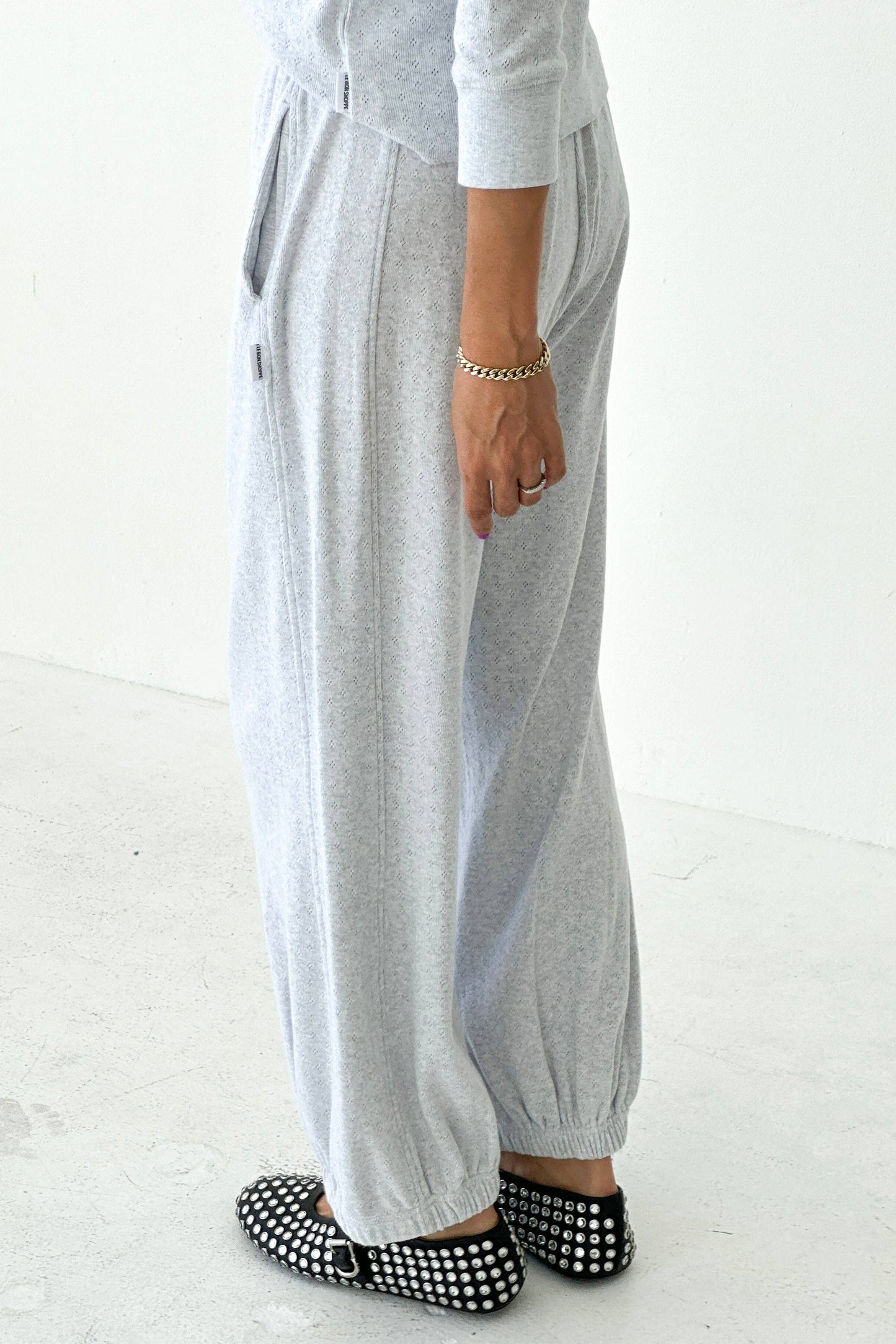 Pointelle Balloon Pants - Icy Grey