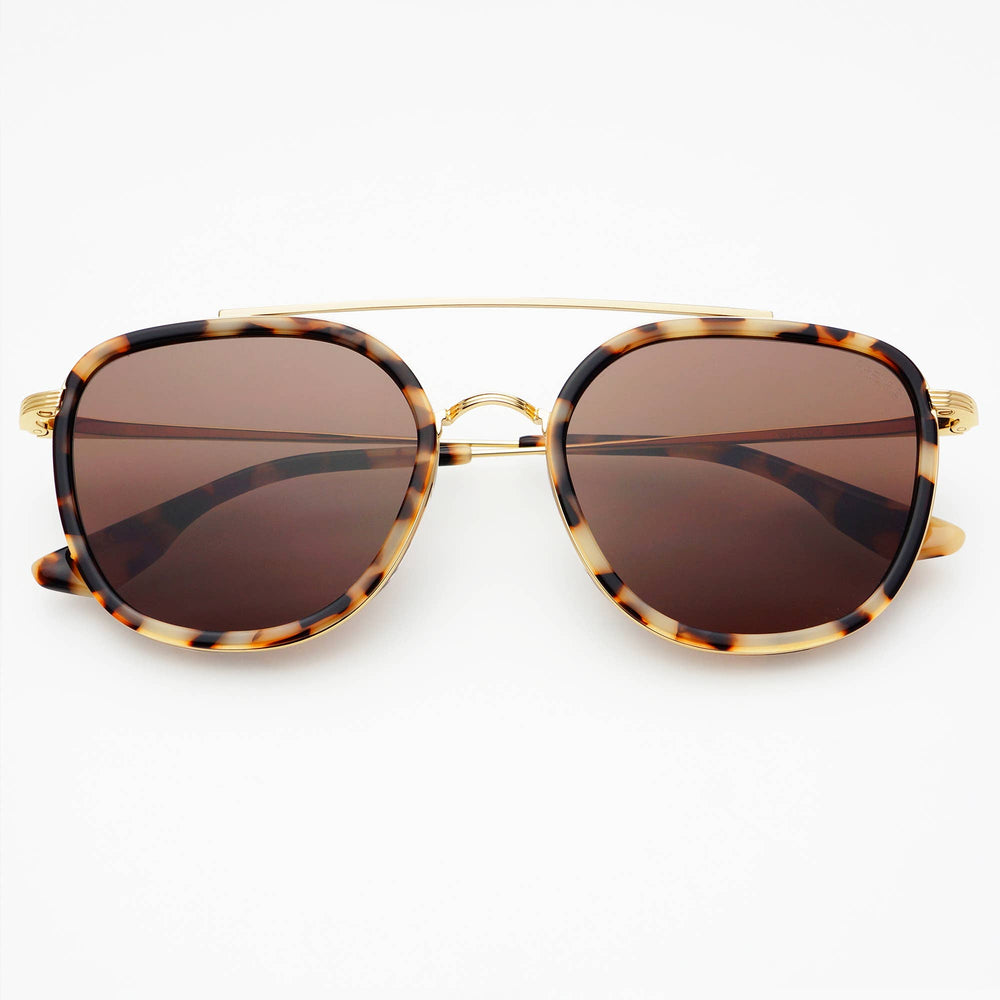 Weston Acetate Round Unisex Sunglasses - Milky Tortoise / Brown