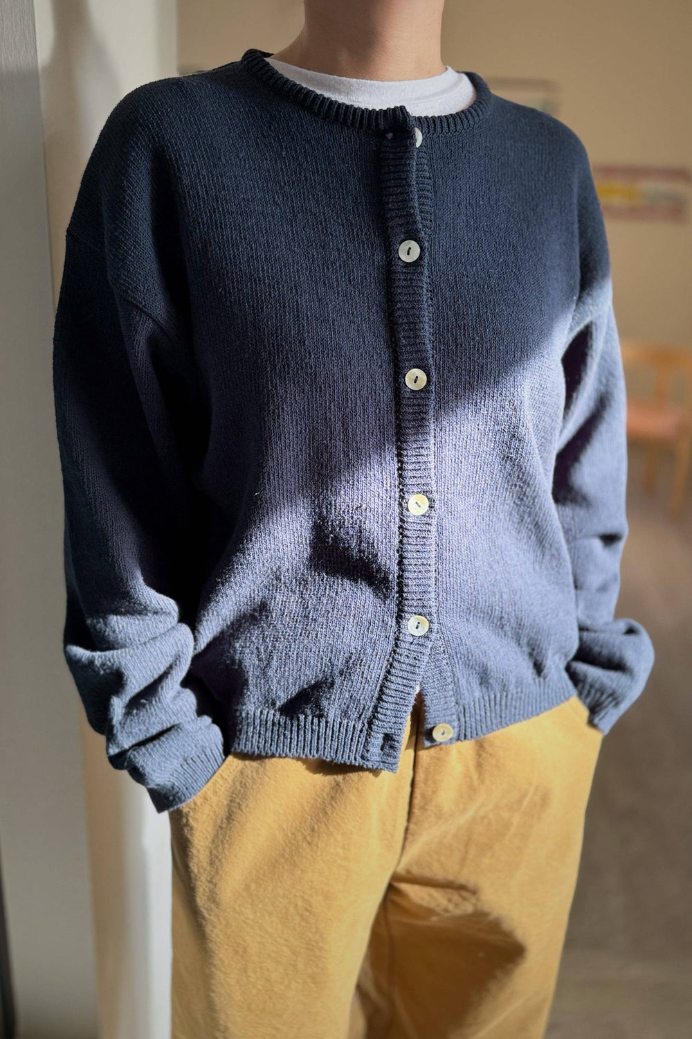 Cotton Leila Cardigan - Navy