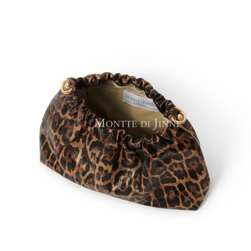 Italian Leather Leopard Print Crossbody Bag: Golden Leopard