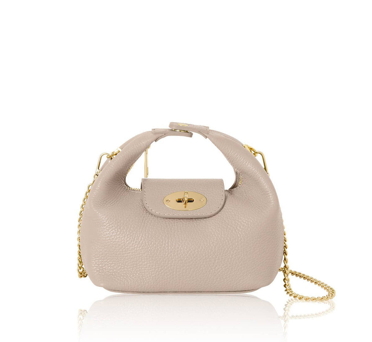 Italian Leather Convertible Mini Bag: Smoke Rose
