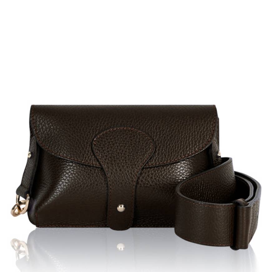 Italian Leather Saddle Bag -Medium: Black
