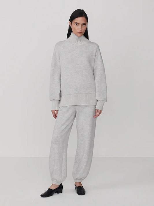 Barker High Neck Sweat -  Light Grey Marl
