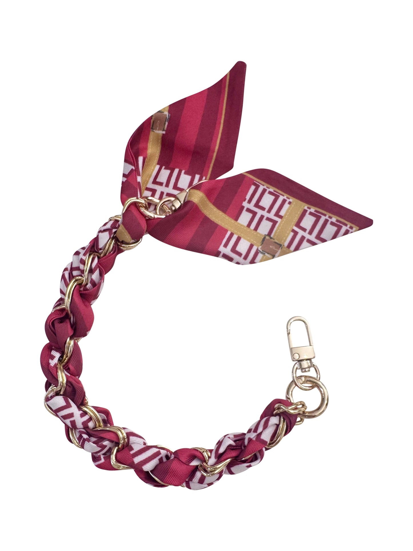 Gold Phone Chain with Scarf Red and Yellow -Scarf TT