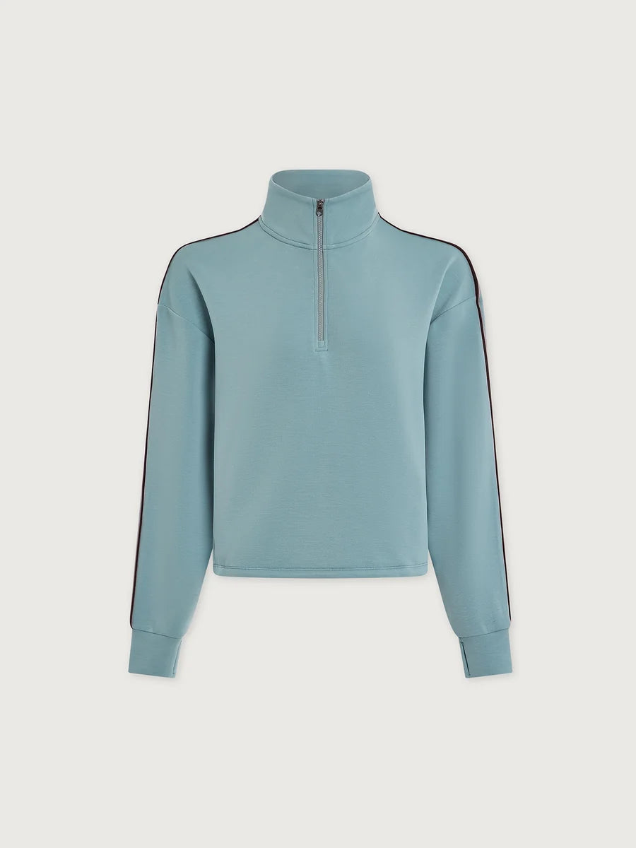 Sian Piped Half Zip Sweat  - Tourmaline