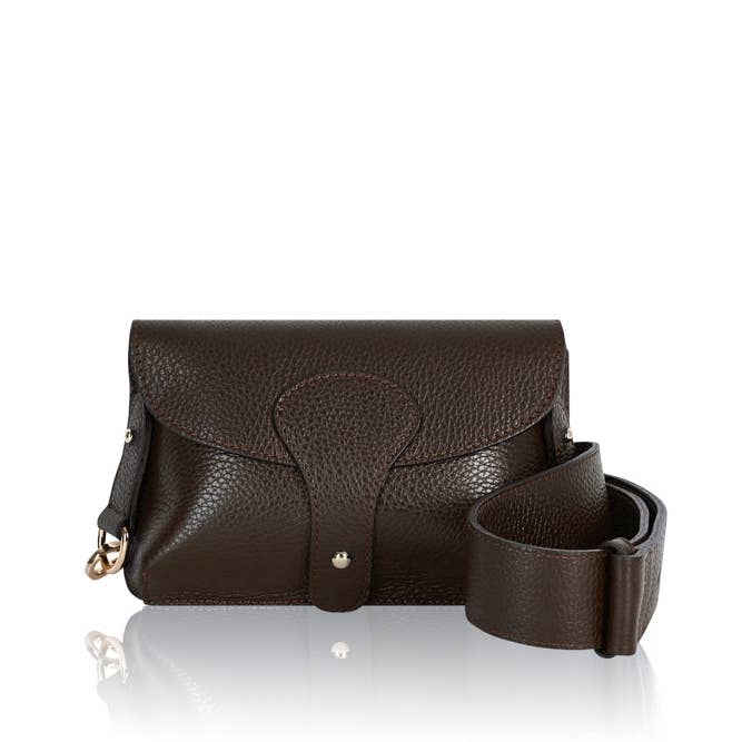 Italian Leather Saddle Bag -Small: Black