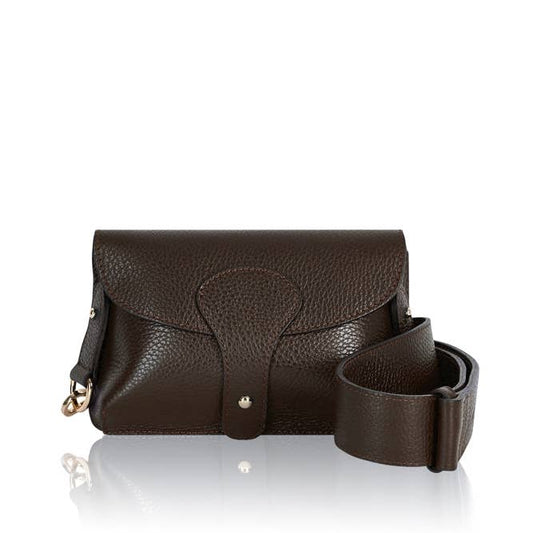 Italian Leather Saddle Bag -Small: Dark Chocolate