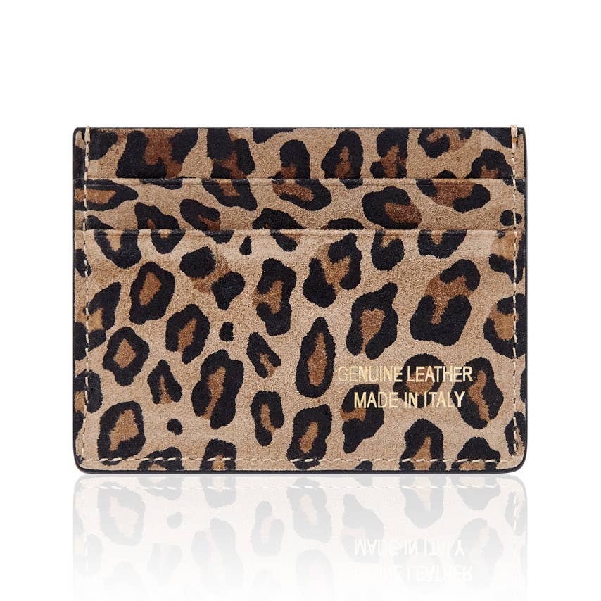Italian Leather Card Sleeve - Matt Leopard