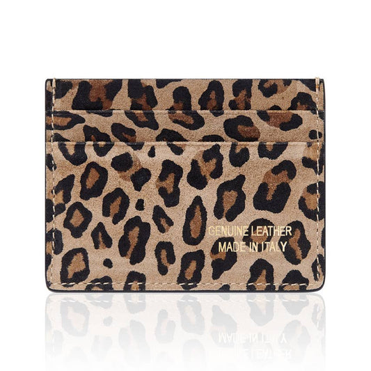 Italian Leather Card Sleeve - Matt Leopard