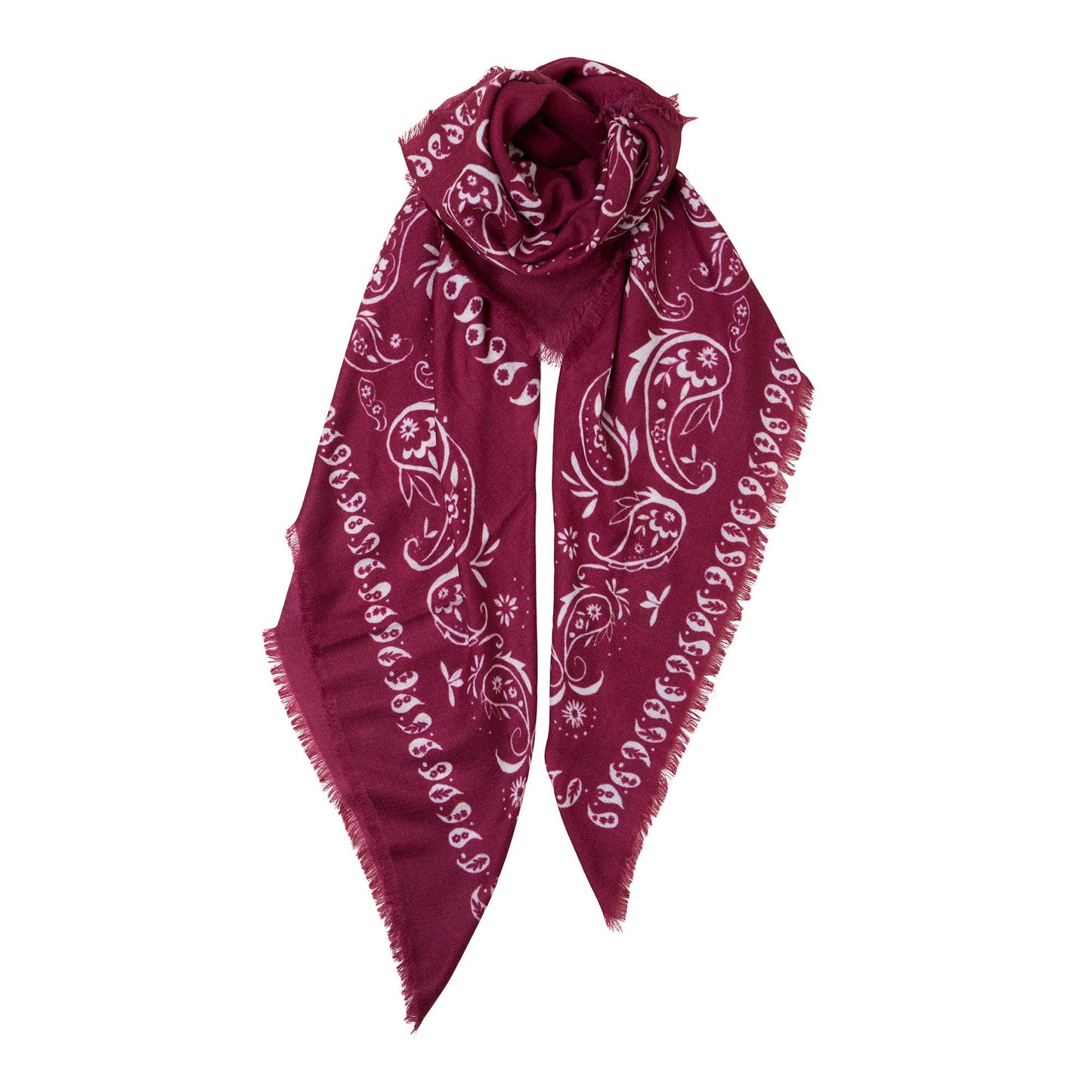 Printed XL Cashmere Bandana - Plum