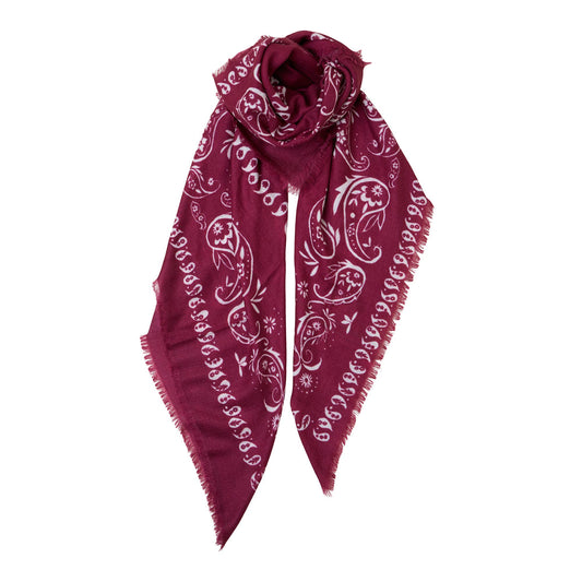 Printed XL Cashmere Bandana - Plum