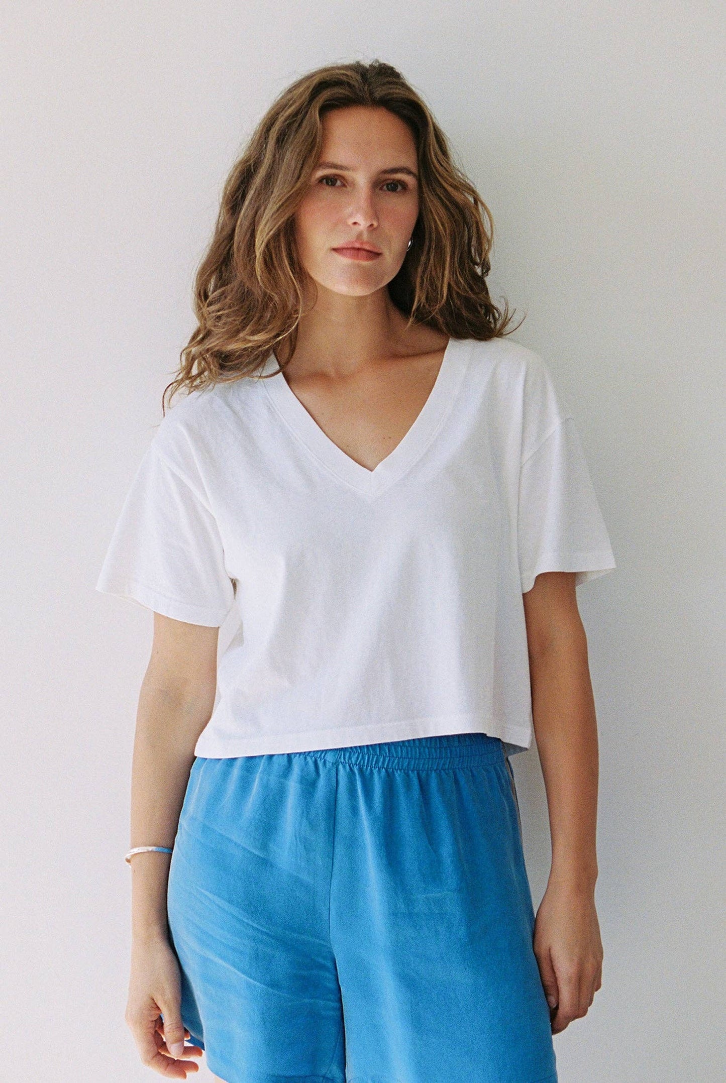 Deep V Tee - White