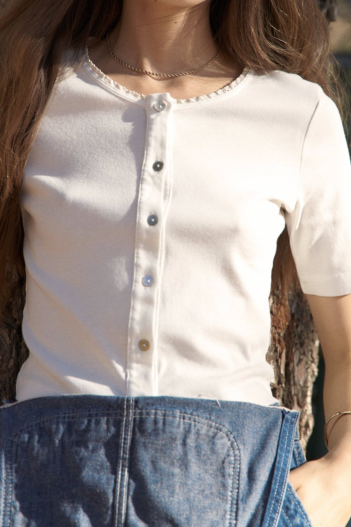 Short Sleeve Organic Cardi - Ivory